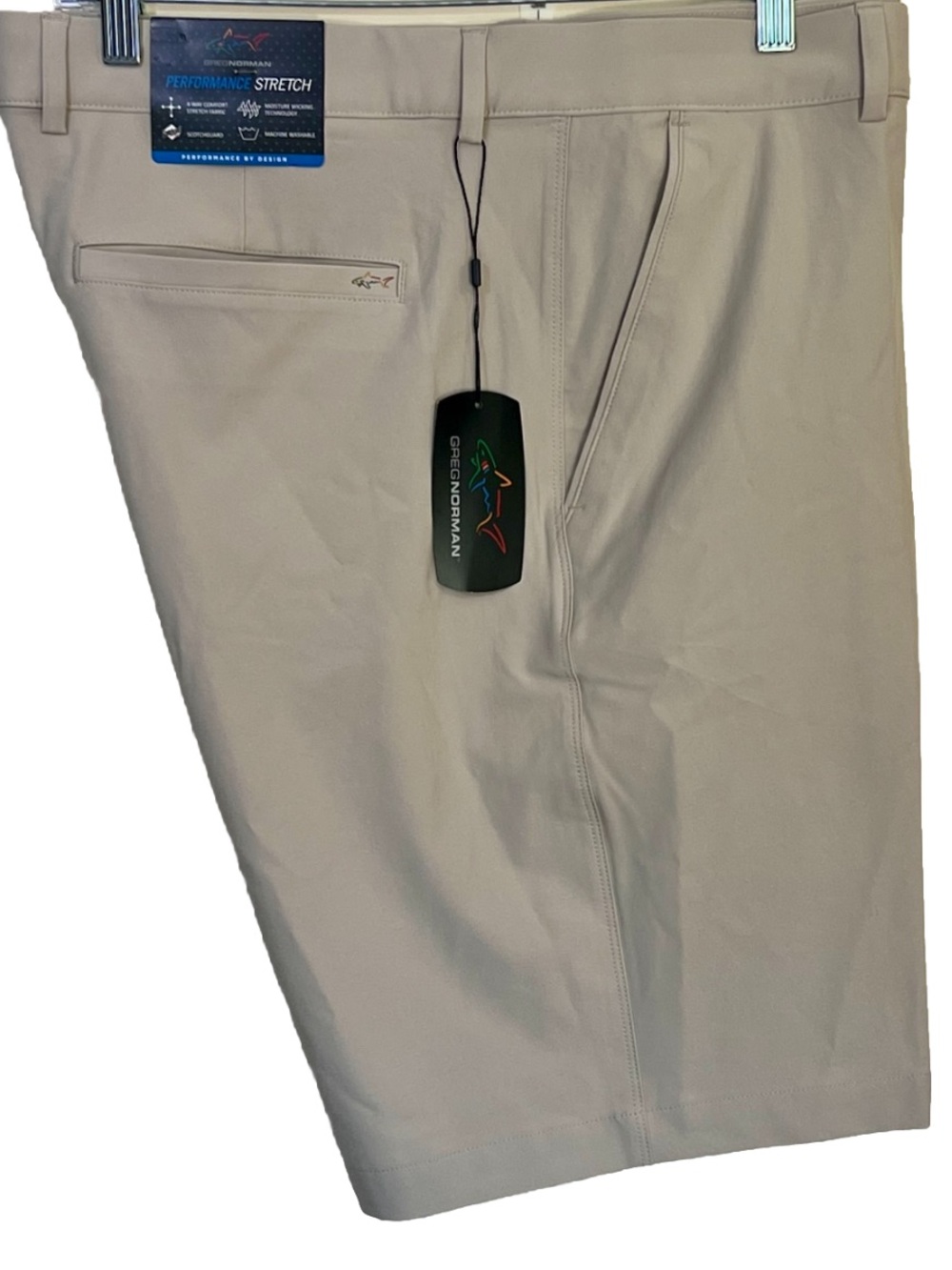 Greg Norman Performance Stretch golf shorts Khaki NWT Size 38